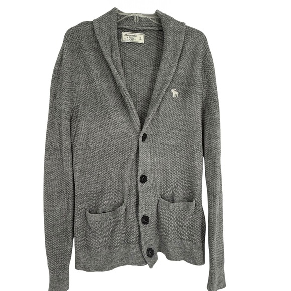 Abercrombie & Fitch Other - Abercrombie & Fitch Button Cardigan Sweater Mens Size Medium Shawl Collar Gray